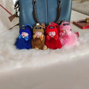 Porte-clés poupée endormie en vraie fourrure <span class=keywords><strong>de</strong></span> renard 3D, ornement tendance pour sac, clé <span class=keywords><strong>de</strong></span> voiture ou téléphone - Product Image 6