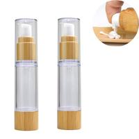 Flacon cosmétique sans air en bambou de luxe 15 ml 30 ml 50 ml 100 ml, flacon pompe sans air en plastique pour lotion, flacon sans air en BAMBOU