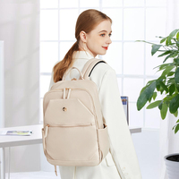 Sac à dos imperméable en nylon pour femme, pour ordinateur portable de 14 à 15,6 pouces, sac de travail minimaliste pour le bureau, avec sangle pour bagages, sac à dos de voyage