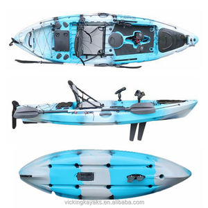 Kayak de pesca sentado en la parte superior para una persona de un solo asiento, bote de Kayak de pesca a la venta con pedal de 10,5 pies PE certificado CE Canoa VK - Product Image 1