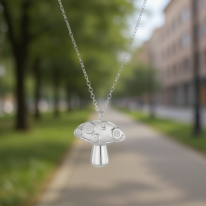 เอมี่ เอมี่สร้อยคอจี้รูปเห็ดชุบเงินประดับเพทายสำหรับผู้หญิงแฟชั่นเครื่องประดับของขวัญ - Product Image 2