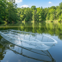 Bateau transparent avec fond transparent durable, kayak pour lacs et rivières, garantie 1 an, bateau à rames en matériau PC