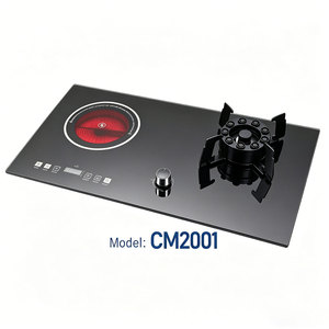 Cuisinière à <span class=keywords><strong>gaz</strong></span> encastrable double brûleur et plaque à induction infrarouge électrique avec minuterie, panneau tactile numérique, pour usage domestique - Product Image 1