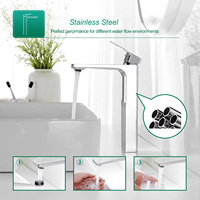 Nouveau design mitigeur de lavabo en acier inoxydable mitigeur mitigeur de lavabo d'eau chaude froide robinet de lavabo de salle de bain