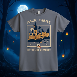 Camiseta Magic Castle, diseño gris de la Escuela de Magia, unisex, talla para adultos - Product Image 3