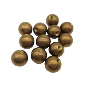 Customized 5mm-25mm solid metal balls drilled hole / threaded brass balls with hole