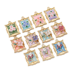 Pendentif en alliage rétro en forme de cadre photo et de fleur, petit accessoire de bijouterie DIY pour colliers et boucles d'oreilles - Product Image 5