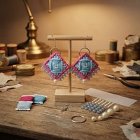 Kit de fabrication de boucles d'oreilles DIY pour filles, kit de fabrication de bijoux faits à la main avec broderie, jouet artistique pour enfants