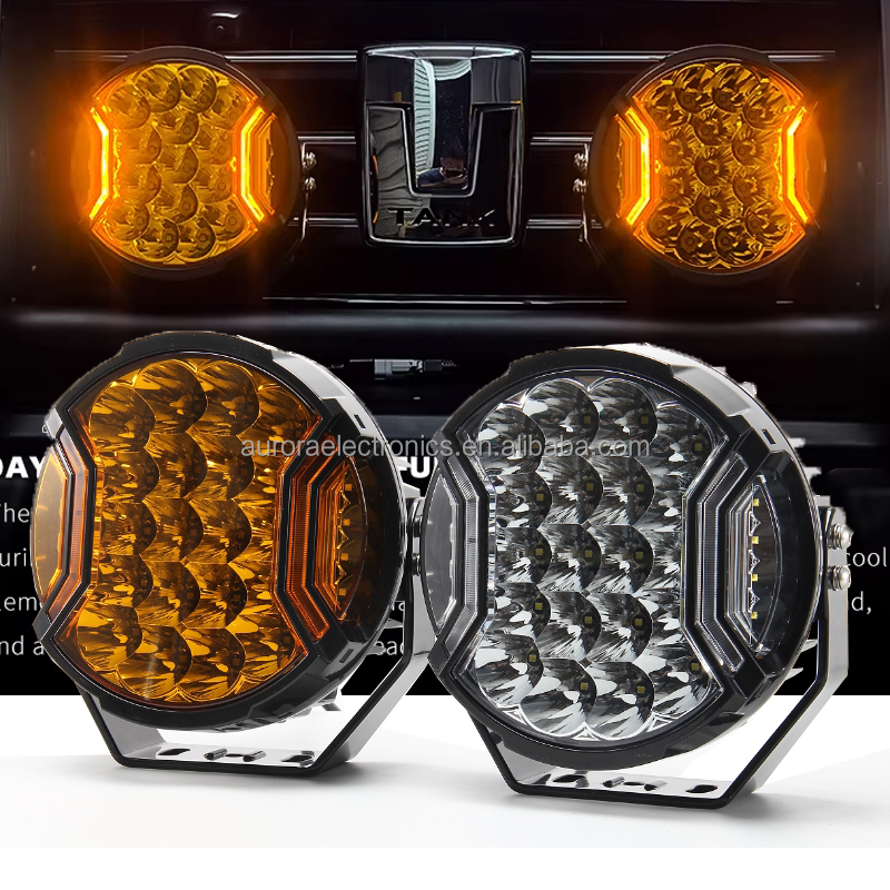 2026 Aurora 9 Inch 140W LED Driving Auxiliary Fog Trailer Lights Work Light 11000lm 4x4 LED Spotlights Offroad Led Driving Light