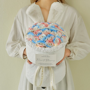 Sensazione avanzata orecchio di coniglio rosa Bouquet di sapone fiore di compleanno di san valentino regalo conservato piante per fidanzata - Product Image 4