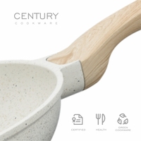 CENTURY Poêle à frire antiadhésive 2024 22cm revêtue de marbre Ustensiles de cuisine de qualité alimentaire Cuisinière à haute induction Aluminium Métal