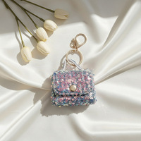 Mini sac à main à sequins avec porte-clés, petit porte-monnaie scintillant, breloque de sac, pochette de rangement portable pour écouteurs avec mousqueton
