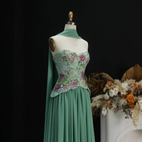 Robe de soirée de luxe Jancember LSZ480 vert sauge avec broderie florale, corset en mousseline, robe de bal