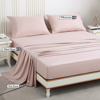 Ensemble de literie de luxe 4 pièces Draps de bambou modernes 300TC Soft Breathable Deep Pocket Durable et élégant