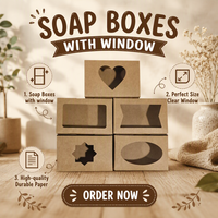 Boîtes à savon en carton kraft brun avec fenêtre, emballages pour savons faits maison, boîtes cadeaux, petites boîtes de boulangerie pour macarons, biscuits et bonbons, mariage