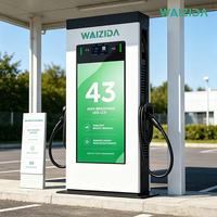 NOUVEAU Chargeur EV AC double port de type 2 WAIZIDA série G avec écran publicitaire extérieur de 43 pouces, station de recharge EV commerciale