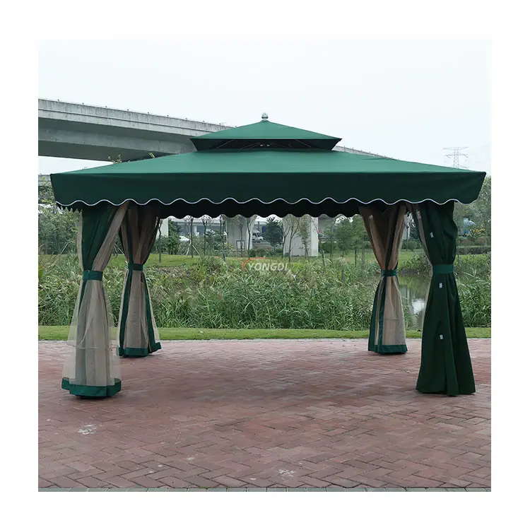 Grosir 3X3 Rangka Atap Teras Logam Hardtop Tenda Taman Pavilion Aluminium Gazebo Luar Ruangan