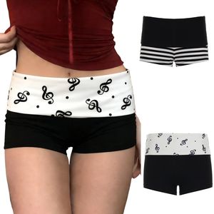 Y2K Print Color Block Breathable Knit Stretch Washed Low-Rise <b>Slim</b> Fit <b>Shorts</b> - Product Image 1