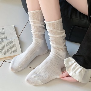 Calcetines de Verano para Niñas, Casuales, Transparentes, de Malla, con Cuello Redondo, Diseño de Canalé, Falda Delgada, Diseño Hueco, Calcetines Informales - Product Image 2