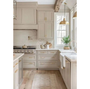 Custom Luxury Solid <strong>Wood</strong> Cream White Shaker Style Classic <strong>Kitchen</strong> Island Full Complete <strong>Kitchen</strong> <strong>Cabinet</strong> Set - Product Image 1