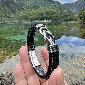 Yüksek Kaliteli Vintage Bileklik, Mıknatıslı Paslanmaz Çelik Tokalı Sonsuz Bağ Erkek Bilekliği Hediyelik - Product Image 5