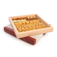 Boîtes à dessert en baklava carré doré avec logo personnalisé boîte à pâtisserie d'emballage en papier cadeau de porte avec ruban