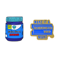 Bros logam kutipan slogan Colita De Rana, bros logam penawaran biru, botol obat Aloi Enamel Pin kerah