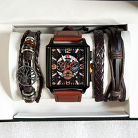 Set Cadeau De Luxe 2026 Montres Bracelet En Cuir Décontractées Pour Homme Avec Bracelets Breloques Parfaits