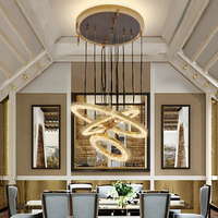 Buulaosihua — lustre LED en cristal couleur champagne et or, chandelier simple de luxe pour villa duplex, escalier, salon