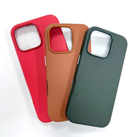Grosir casing ponsel kulit casing ponsel kancing logam casing keras untuk iPhone 16 penutup belakang melindungi ponsel