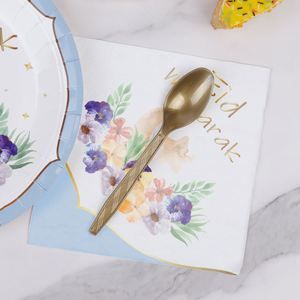 Decoración de Mesa para Fiesta Musulmana 2023, Diseño Floral para 16 Personas, Juego de Vajilla Desechable Eid Mubarak - Product Image 3