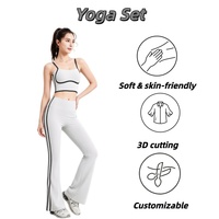 Ensemble de yoga pour femmes avec débardeur à fines bretelles et pantalon évasé, idéal pour le Pilates, la barre, les activités intérieures, le sport quotidien et les sorties en ville