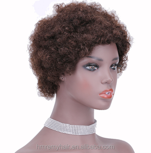 Perruque naturelle noire moelleuse Afro crépue et bouclée pour les femmes noires perruque de <span class=keywords><strong>cheveux</strong></span> européens <span class=keywords><strong>courts</strong></span> <span class=keywords><strong>cheveux</strong></span> humains Remy avec dentelle marron clair - Product Image 3