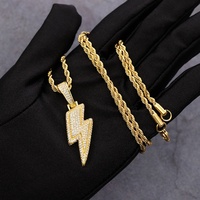 Colgante Yu Ying Lightning, Chapado en Oro Amarillo, Plata de Ley, Diamante Moissanita VVS, Colgante para Hombre Estilo Hip Hop