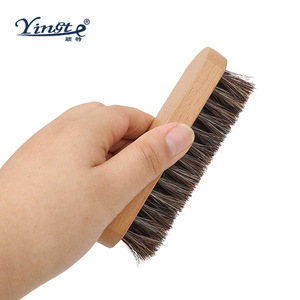 Yinste Shoe <b>Brush</b> Solid Wood Horse Hair Bristles For <b>Suede</b> Nubuck Cleaning - Product Image 3