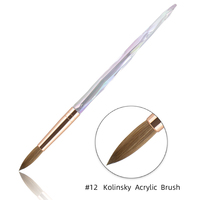 Fournisseur de pinceaux à ongles personnalisés avec logo, pinceau à ongles professionnel en acrylique avec manche en cristal Kolinsky