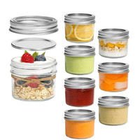 Stoples Mini Mason Klasik 4 oz Mulut Biasa dengan Tutup Jepit, Stoples Kaca Ramah Lingkungan untuk Selai, Madu & Dekorasi Lilin DIY