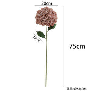 Fleur d'hortensia artificielle en tissu de soie, branche unique extra large, décoration pour la maison et les mariages, blanc, champagne, rose pâle, clair - Product Image 5