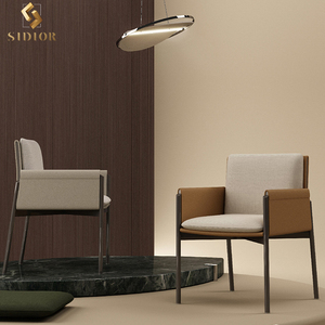 Stile europeo in velluto moderno pelle nordica sedia da pranzo poltrona per soggiorno - Product Image 2