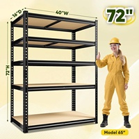 Étagères de rangement à 5 niveaux en métal noir 40 po L x 16 po P x 72 po H, unités de rayonnage métalliques, rayonnages d'entrepôt sans boulons