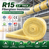 Rouleaux de laine de verre haute température ASTM E84 R11 R13 R15, couverture en laine de verre 3,5 pouces pour l'isolation des cuves industrielles