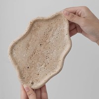 미니멀리스트 이탈리아 천연 대리석 트레이 보석 접시 식탁 웨딩 라마단 소형 트래버틴 스톤 트레이