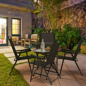 Conjunto de Comedor Plegable para Exteriores, Muebles de Jardín de Metal, Mesa y Sillas con Sombrilla de Playa - Product Image 5