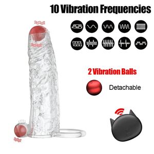 Préservatifs Vibrants Agrandissement pour Hommes Préservatifs Réutilisables Anneau de Pénis Dildo Vibrateur Manchon Boutique Adulte - Product Image 4