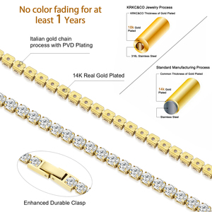 14K <span class=keywords><strong>oro</strong></span> placcato 3mm 2mm Cubic Zirconia Tennis da donna regalo <span class=keywords><strong>sottile</strong></span> delicato classico elegante alla moda 7.5 pollici 6.5 pollici CZ <span class=keywords><strong>bracciale</strong></span> Tennis - Product Image 2