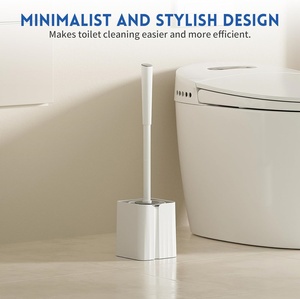 Brosse de toilette en silicone écologique blanche avec manche en plastique pour les chambres d'hôtel et le nettoyage des salles de bain - Product Image 2