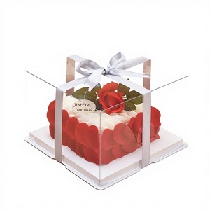 8 Inch Luxury Embossed <b>Wedding</b> & Birthday <b>Cake</b> <b>Box</b> Custom Handmade Plastic Lined Trapezoid Shape - Product Image 3