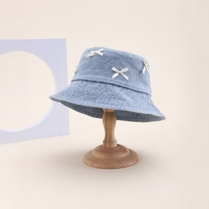 หมวกบักเก็ตยีนส์ปักลายโบว์ 3 มิติ สไตล์เกาหลี รุ่นใหม่ สำหรับผู้หญิง ฤดูใบไม้ผลิ ฤดูร้อน ป้องกันแสงแดด น่ารัก - Product Image 4