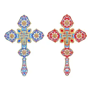 2023 New Hot Products Colorful Orthodox Cross Metal Crucifix Orthodox Cross Ornaments