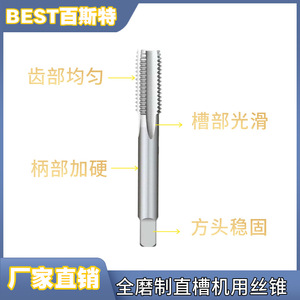 ดอกต๊าปเกลียวตรงขนาดนิ้วที่ดีที่สุด M1-M120 โคบอลต์เหล็กกล้าความเร็วสูง สำหรับเครื่องต๊าปเกลียว ใช้กับเหล็ก งานเกลียว  ผิวเงางาม - Product Image 3